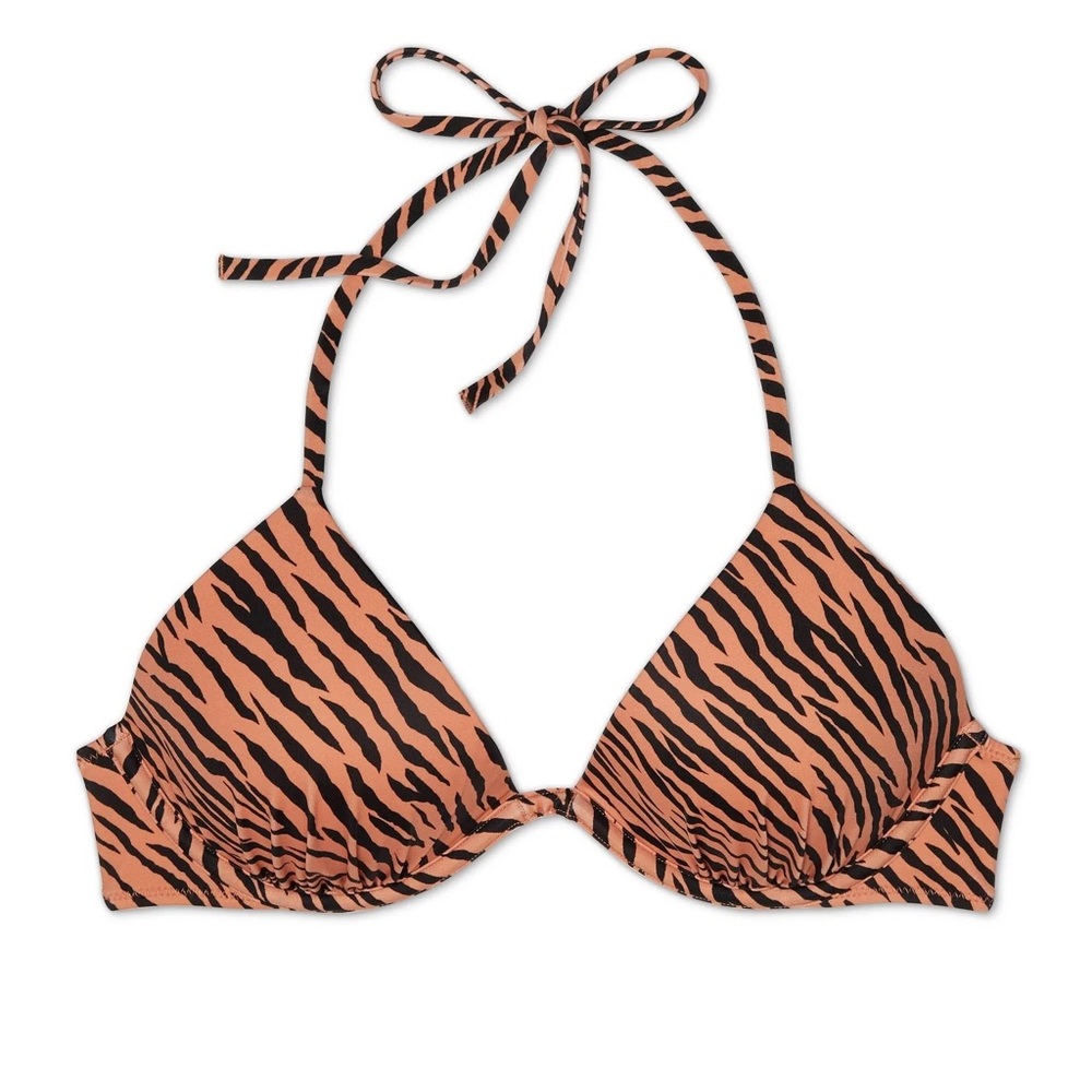 •36D•New Target Shade & Shore Leopard Print Tan Lightly Lined Bikini Swim Top